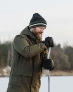 KNITDAY Men's Black Cuffed Running Golf Beanie Winter Hat for Men, Knitted Stripes Headband Pattern Cuff Beenie Skull Cap - Image 5